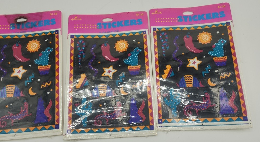 3 Vintage 1990 Hallmark Stickers packages Southwestern 4 Sheets ea (12)