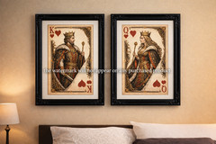 USA Veteran Made King and Queen of Hearts Wall Art Prints 8.5 x 11 Cardstock