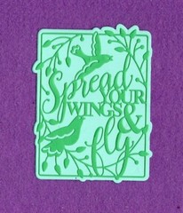 SPREAD YOUR WINGS AND FLY with background word die cuts scrapbook cards