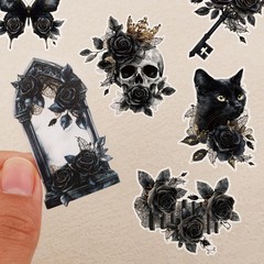 50pcs Dark Rose Stickers, Black Flower Romance Stickers Pack Transparent PET …