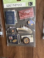 K & Company Travel 3-D Stickers Par Avion Jolee’s Borders Lot of 4 Retired NOS