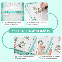 Sticker Storage Organizer Binder A5 Sticker Collecting Book Reusable Zipper