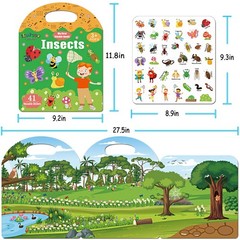 Reusable Sticker Books, Waterproof Stickers, Travel Essentials with Insect Theme