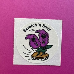 3M Murple Character Single Lilac Flower vintage 80s scratch & sniff sticker