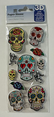 Paper House 3D Puffy Stickers-Pumpkins, Where The Wild Things Are, Skulls