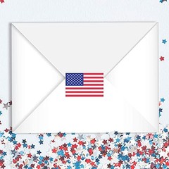 Patriotic USA Flag Stickers – 500 Perforated Labels, 1.25″ x 2.125″, Made in USA