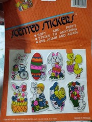 Vintage Stick-Ons Easter Unlimited Puffy Easter Bunny Eggs Chicks Stickers NOS