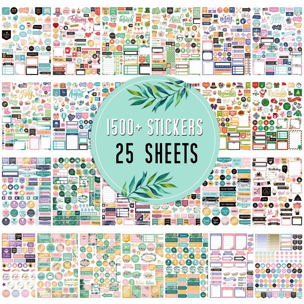 Planner Stickers – Monthly Planner Stickers and Accessories 25 Pages 1500+ St…