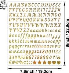 0.5 Inch Small Letter Sticker, Golden Vinyl Self Adhesive Alphabet Number Sticke