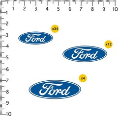 FORD OVAL EMBLEM DIE CUT VINYL 50 CT STICKER PACK