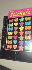 Vintage Stickers Neon Butterflies Hearys Stars A jm Bj Marketing 1 Sht 1 Pkg
