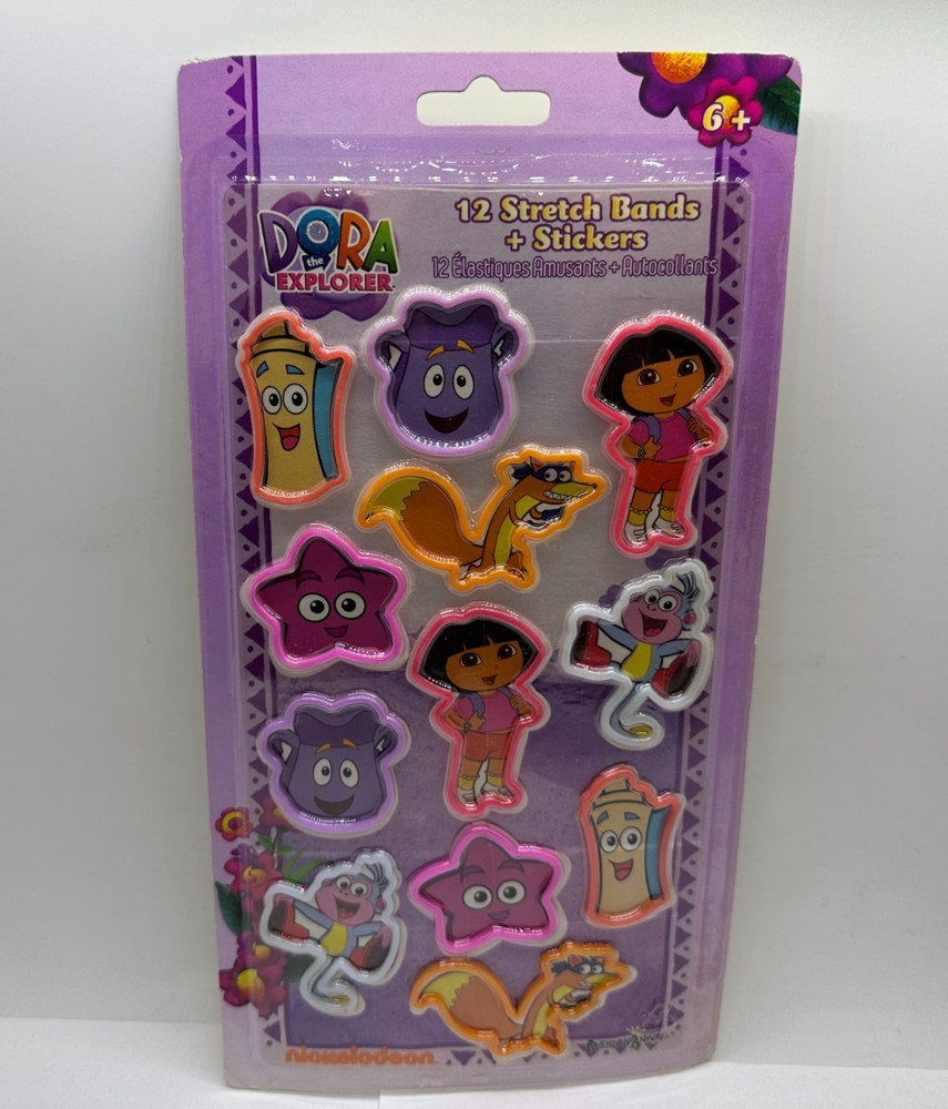 12 Pc Nickelodeon DORA THE EXPLORER Stretch Bands & Stickers 2010