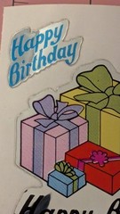 Vintage Stickers BJ Foil Mylar Happy Birthday Balloons Presents 1 Mod 3″X 3″