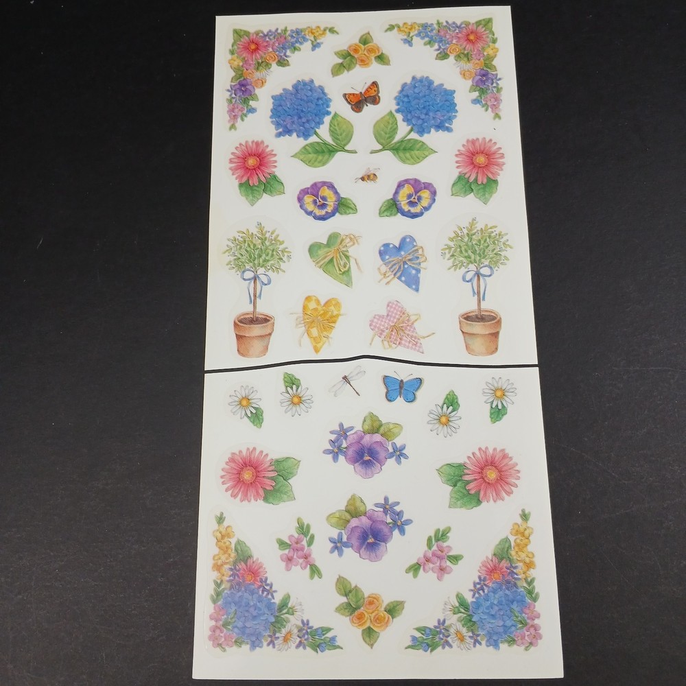 Vintage MAMBI Floral Stickers 1999 Textured Flowers 12×6