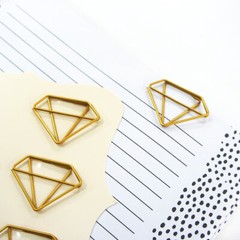 CraftSmart Diamond Gem Paper Clips 12 Gold Designer Fashion Planner Accessory