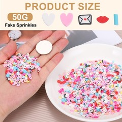 Fake Sprinkles, 50G Resin Faux Sprinkles, Black/Pink/Red/White/Light Blue