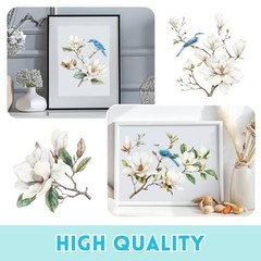 Vintage Rub on Transfers 3 Sheets Magnolia Flowers Birds Furniture DIY Craft