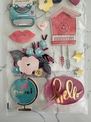 American Craft Remarks Documentary 11PC Dimensional Stickers Clock Flowers Lips