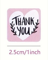 500 pcs Sticker Seals Roll Cute Square Pastel Thank You Semi Gloss Self Adhesive