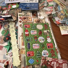 Enormous Christmas Scrapbooking Lot Stickers Buttons Crafting Thousands