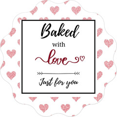 Baked with Love Stickers Roll | Scalloped Cut | Waterproof | 1.5 Inch | 500 Labe