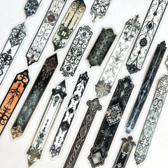Ornate Gothic Strip Stickers Black Gray Scrapbooking Journaling Collage