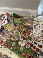 Enormous Christmas Scrapbooking Lot Stickers Buttons Crafting Thousands