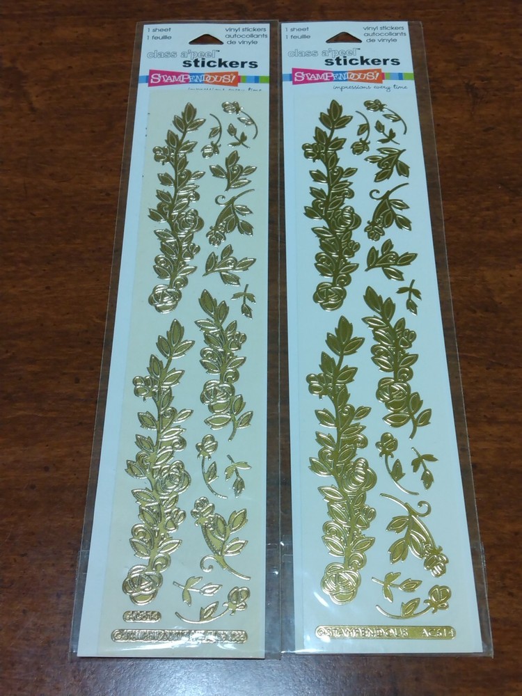 Stampendous WILD ROSE GOLD Peel N Stick Stickers Lot of 2 NIP