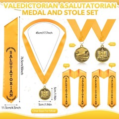 4 Pack Graduation Stole Sash and Award Medal Set 2026 Valedictorian Salutator