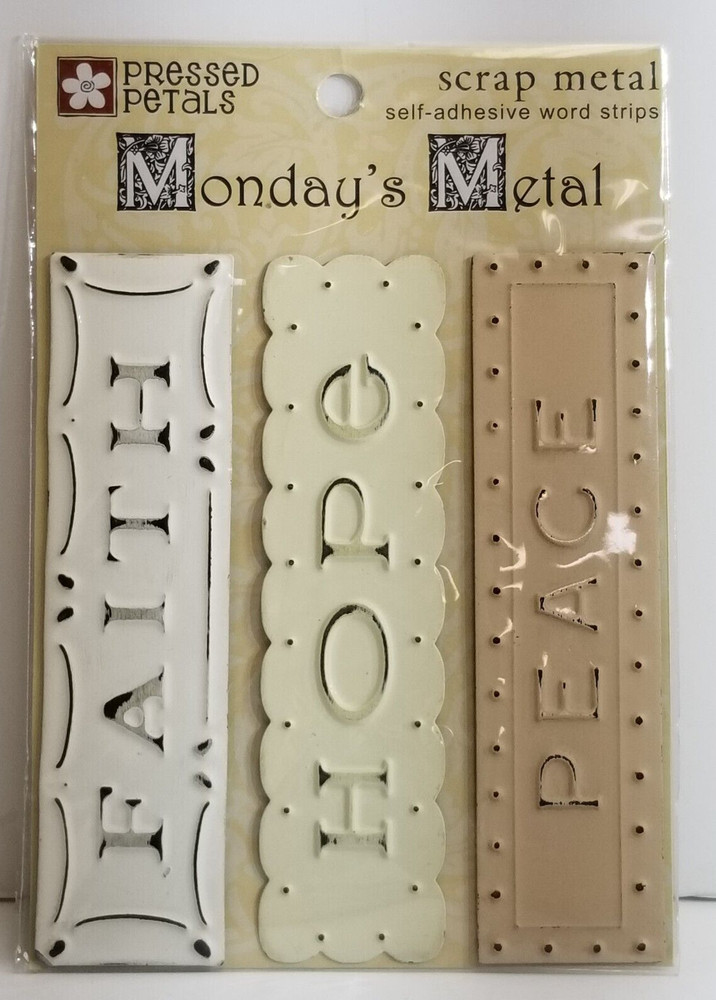 Pressed Petals Metal Stickers 5″ Inspirational Words Faith Hope Peace Crafts