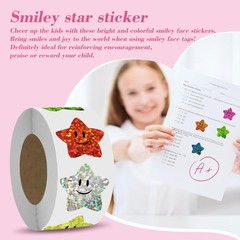 700pcs Smiley Face Star Stickers 1″ Sparkly Foil, Kids Reward & Classroom Use