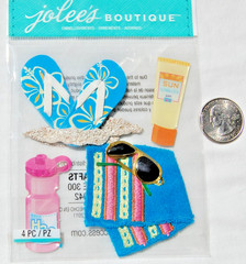 Jolee’s stickers BEACH towel sunglasses water bottle flip flops sunscreen 3D