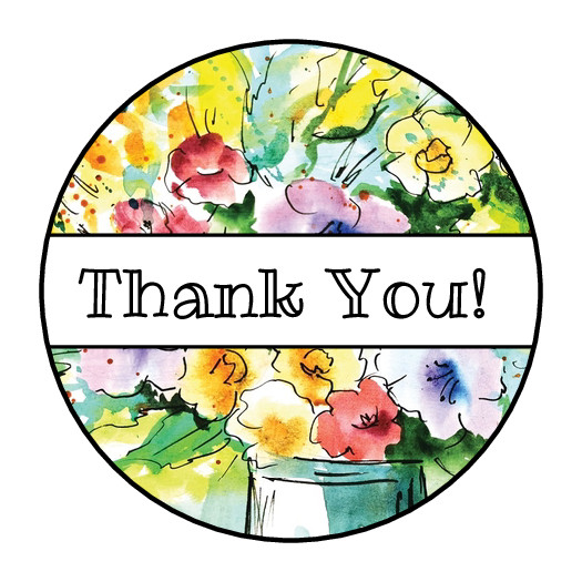 30 THANK YOU WILDFLOWERS STICKERS ENVELOPE SEALS LABELS 1.5″ ROUND WATERCOLOR