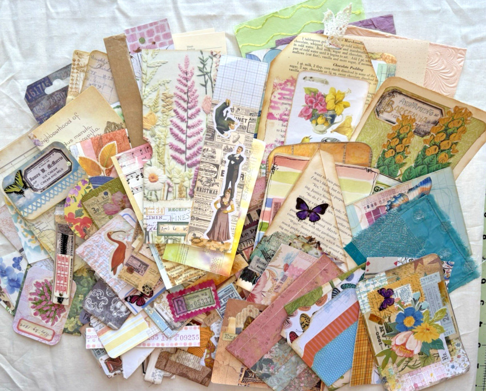 50 Pieces Junk Journal Supply Ephemera Vintage Modern Lot Paper Unique Mystery