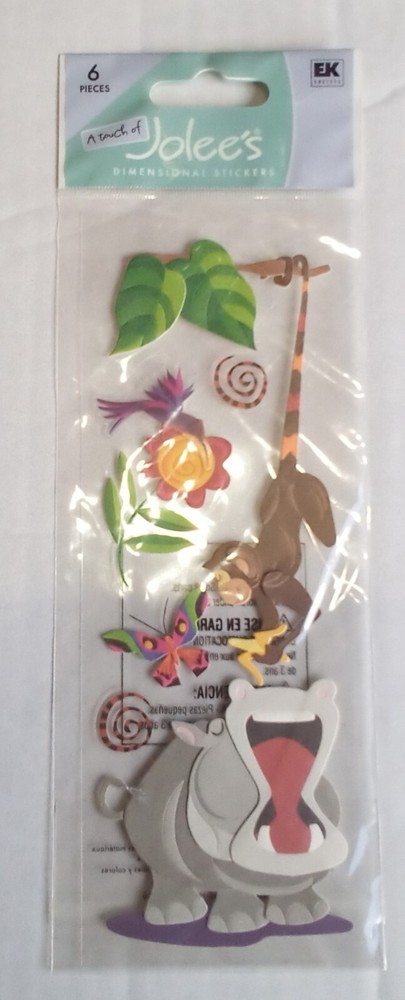 NEW EK SUCCESS JOLEES DIMENSIONAL STICKERS HIPPO MONKEY