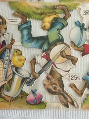 Vintage PZB Paul Zoecke Berlin Easter No. 1254 Die Cut Bunny Germany 6 Hinged