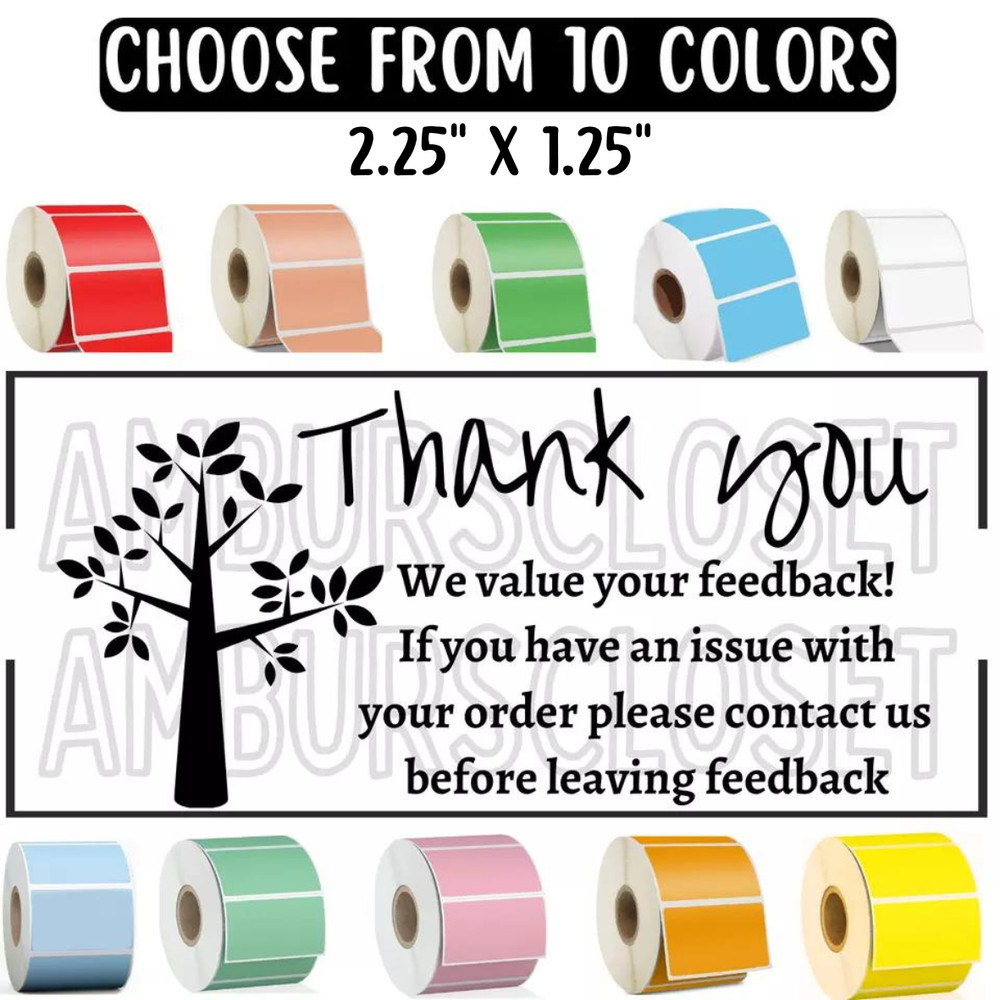 THANK YOU STICKERS WATERPROOF 2.25″ LABELS SEALS FEEDBACK REVIEW SHOP
