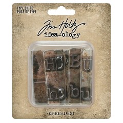 Tim Holtz idea-ology Type Chips, 42 Pieces