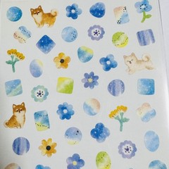 Japanese Mameshiba Shiba Inu Sticker Sheet Kawaii Dog Floral Made in Japan
