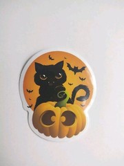 Lot Of 9 Stickers Halloween Pumpkins Black Cats Bats Witches Spooky