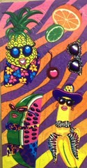 Vintage Lisa Frank Sticker Sheet Rare #S251 Crazy Fruits Pineapple Melons