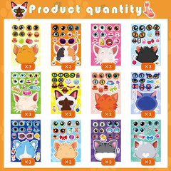 36 Cat Face Sticker Sheets for Kids – Make Your Own Stickers for Parties