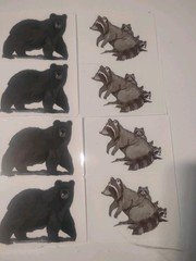 Woodland Animal Sticker Lot Sheets – Deer Owl Bear Raccoon, Black Gray White