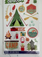 Sticko Themed Stickers 21PC Great Outdoors Fish Swim Hike Camp Tent Scrapbooking