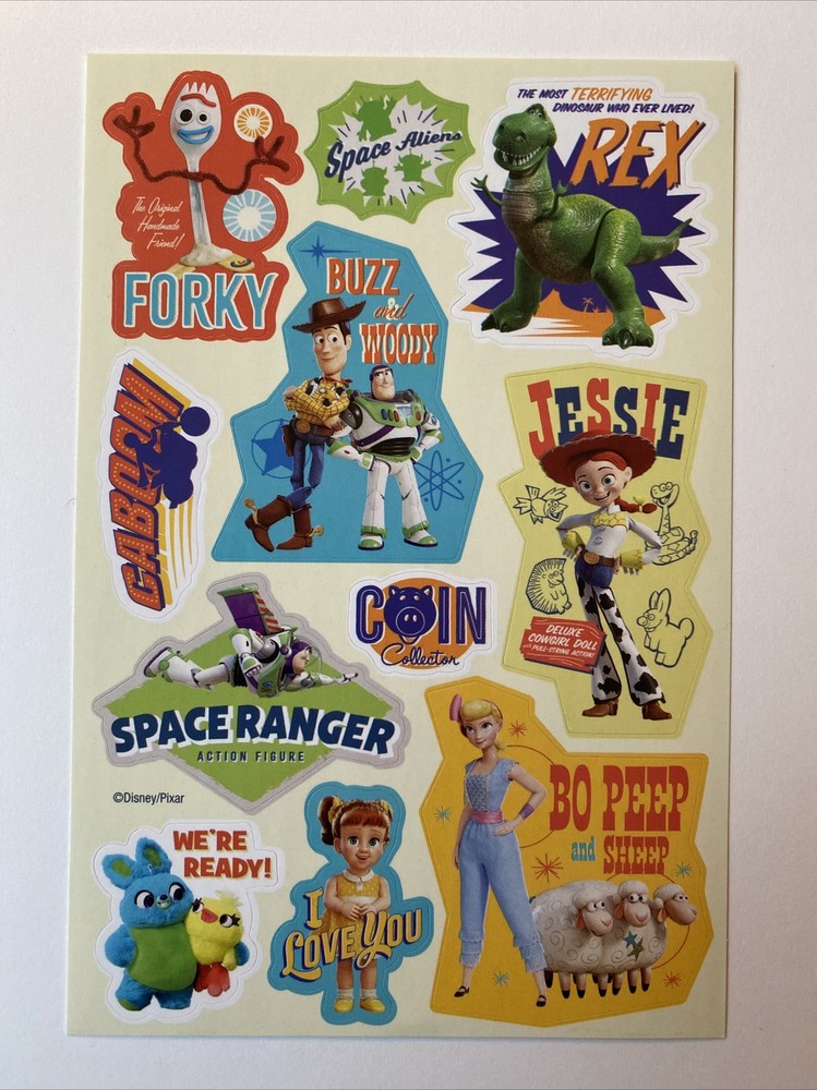 Toy Story 4 Stickers Forky Buzz Woody Jessie Bo Peep Rex New Single Sheet Disney