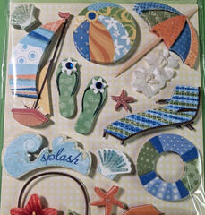 K&Company Grand Adhesions ~ 14 pc Happy Trails Water Fun w/glitter & gems- new