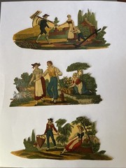Vintg French Renaissance Style Cut Out Scraps Couples in Countryside – France