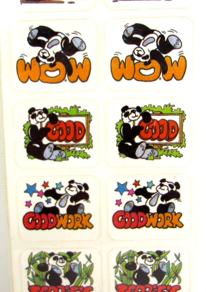 Vintage Positive Pandas 60 Incentive Stickers Instructional Fair IF4222 NIP NOS