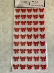CHRISTMAS CRAFTS STICKERS 3D RED BOWS CHRISTMAS GLITTER FOAM MINI RED BOWS 84PCS