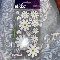 NEW Sticko Stickers DAISY Flowers 15 Pieces